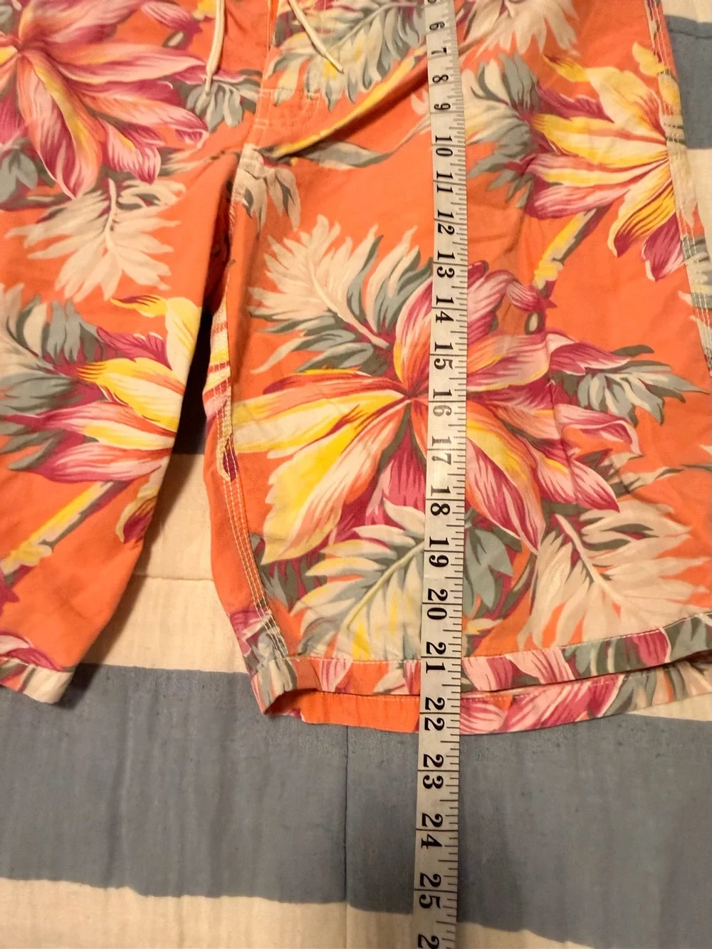 Polo Ralph Lauren Board Shorts Size 34 Orange Floral Hawaiian Swim